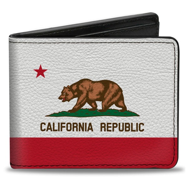 Buckle-Down Bi-Fold Wallet - California Flag Repeat Black