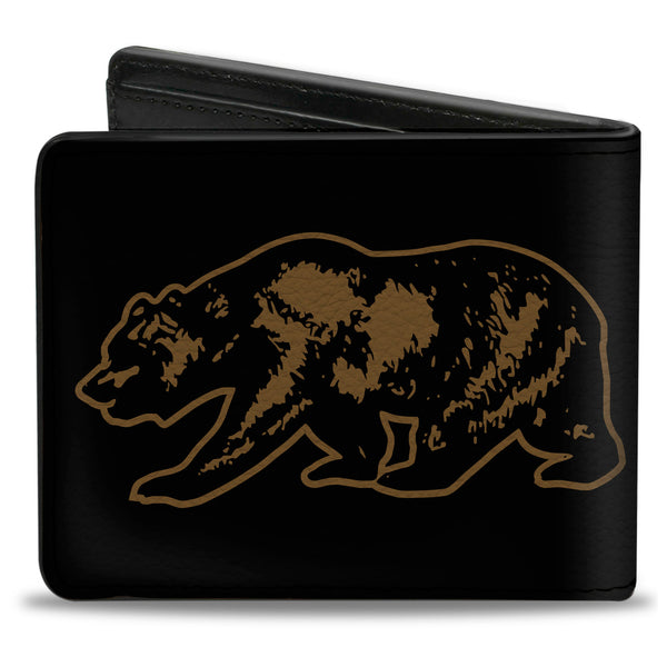 Buckle-Down Bi-Fold Wallet - California Grizzly Bear Outline Black Brown