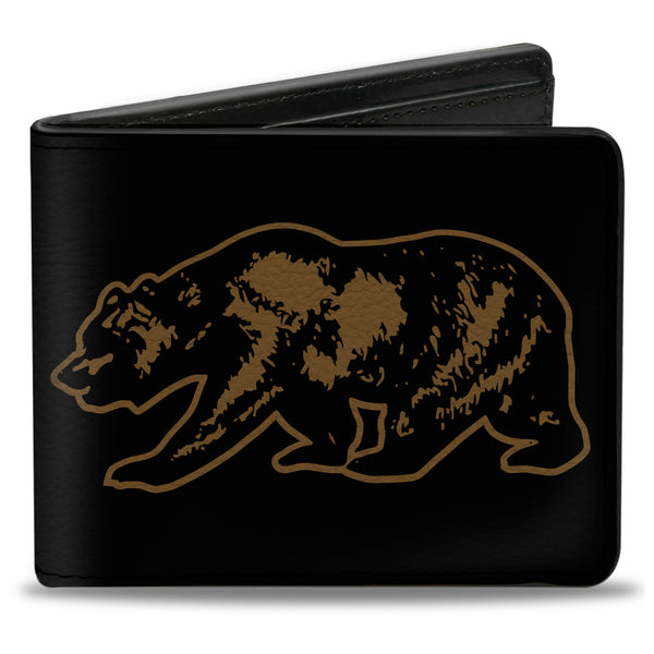 Buckle-Down Bi-Fold Wallet - California Grizzly Bear Outline Black Brown