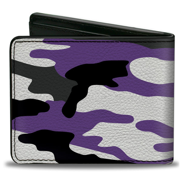 Buckle-Down Bi-Fold Wallet - Camo Purple Black Gray White