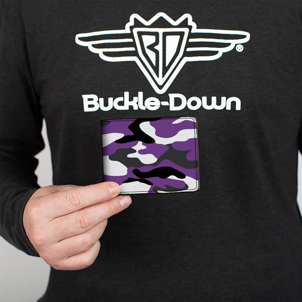 Buckle-Down Bi-Fold Wallet - Camo Purple Black Gray White