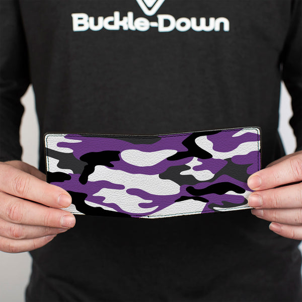Buckle-Down Bi-Fold Wallet - Camo Purple Black Gray White