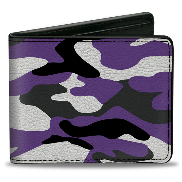 Buckle-Down Bi-Fold Wallet - Camo Purple Black Gray White