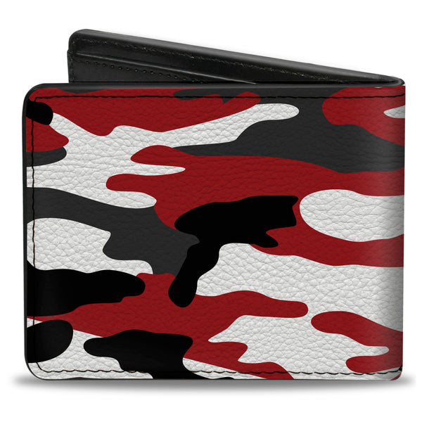 Buckle-Down Bi-Fold Wallet - Camo Red Black Gray White