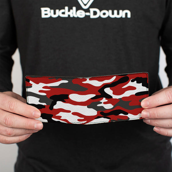 Buckle-Down Bi-Fold Wallet - Camo Red Black Gray White