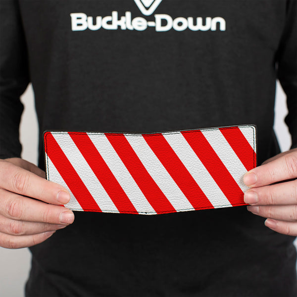 Buckle-Down Bi-Fold Wallet - Candy Cane2 Stripe White Red