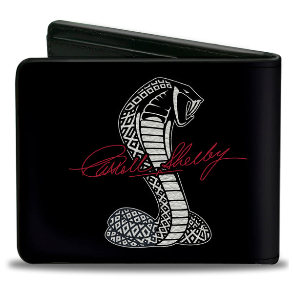 Buckle-Down Bi-Fold Wallet - CARROLL SHELBY Script Cobra Split Black White Red
