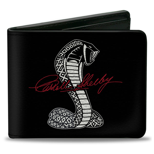 Buckle-Down Bi-Fold Wallet - CARROLL SHELBY Script Cobra Split Black White Red