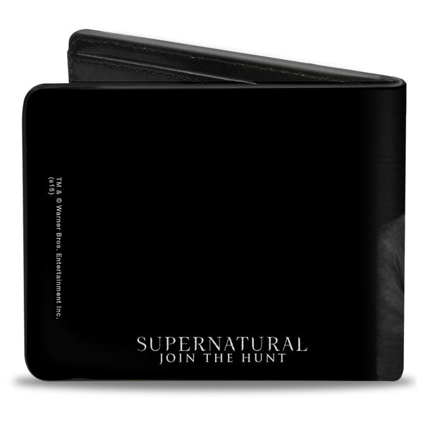 Buckle-Down Bi-Fold Wallet - Castiel Pose I'M THE ONE WHO GRIPPED YOU TIGHT AND RAISED YOU FROM PERDITION + SUPERNATURAL Black Grays Red White