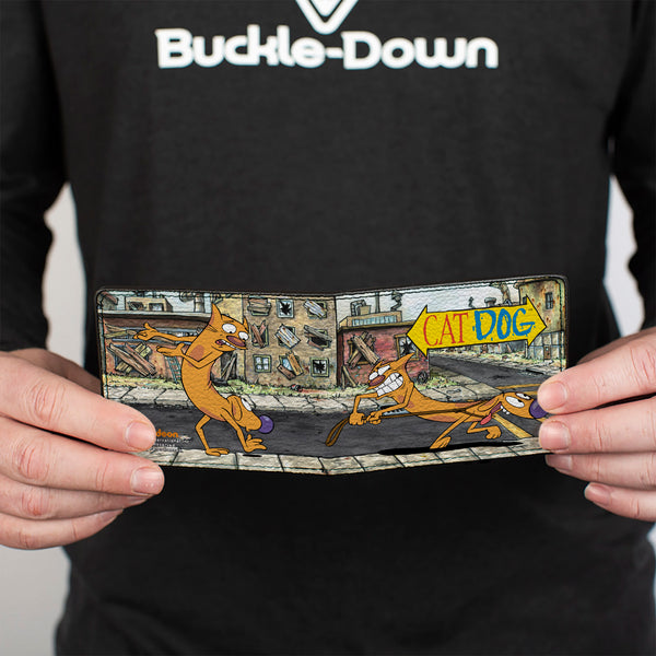 Buckle-Down Bi-Fold Wallet - CATDOG Let's Go This Way Poses