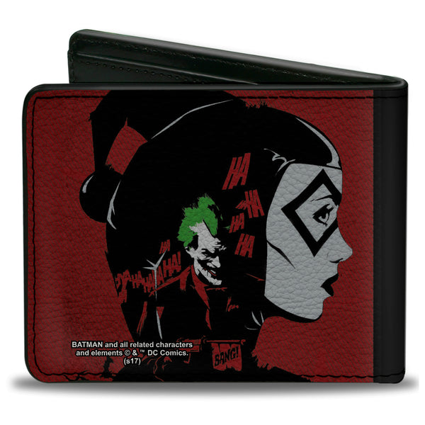 Buckle-Down Bi-Fold Wallet - Catwoman Batman Gray Black Yellow + Harley Quinn Joker Red Black White