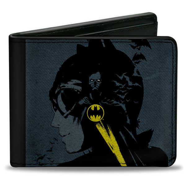 Buckle-Down Bi-Fold Wallet - Catwoman Batman Gray Black Yellow + Harley Quinn Joker Red Black White