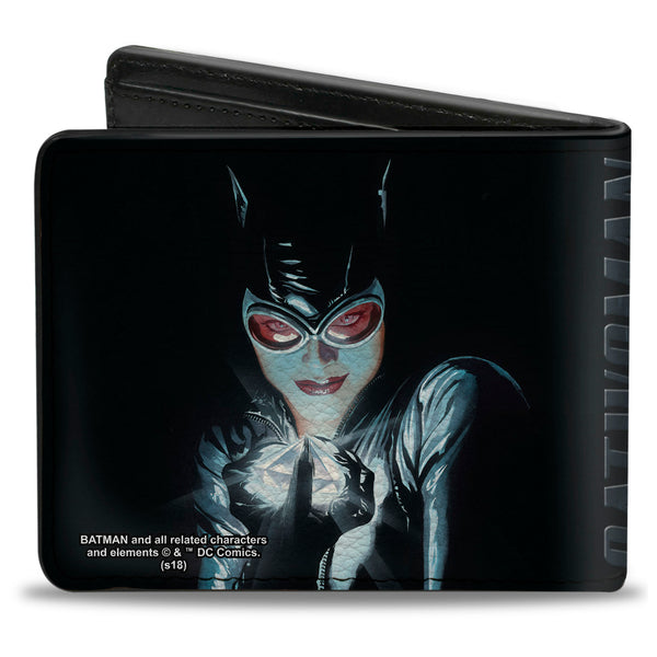 Buckle-Down Bi-Fold Wallet - CATWOMAN Holding Diamond Batman Issue 685 Comic Book Cover Pose Black