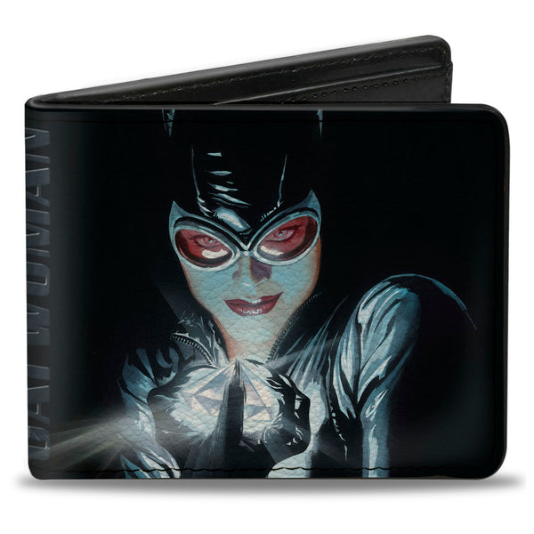 Buckle-Down Bi-Fold Wallet - CATWOMAN Holding Diamond Batman Issue 685 Comic Book Cover Pose Black