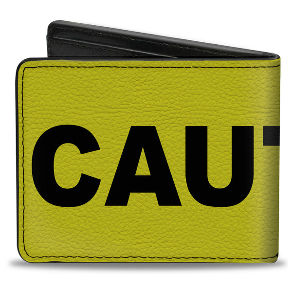Buckle-Down Bi-Fold Wallet - CAUTION Warning Yellow Black