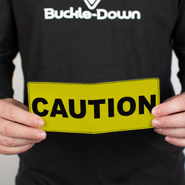 Buckle-Down Bi-Fold Wallet - CAUTION Warning Yellow Black