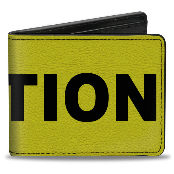 Buckle-Down Bi-Fold Wallet - CAUTION Warning Yellow Black