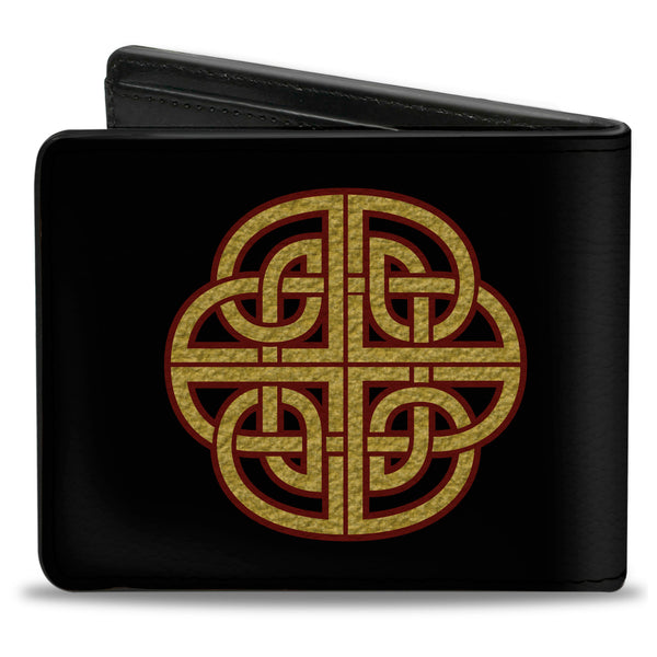 Buckle-Down Bi-Fold Wallet - Celtic Knot Black Burgundy Gold