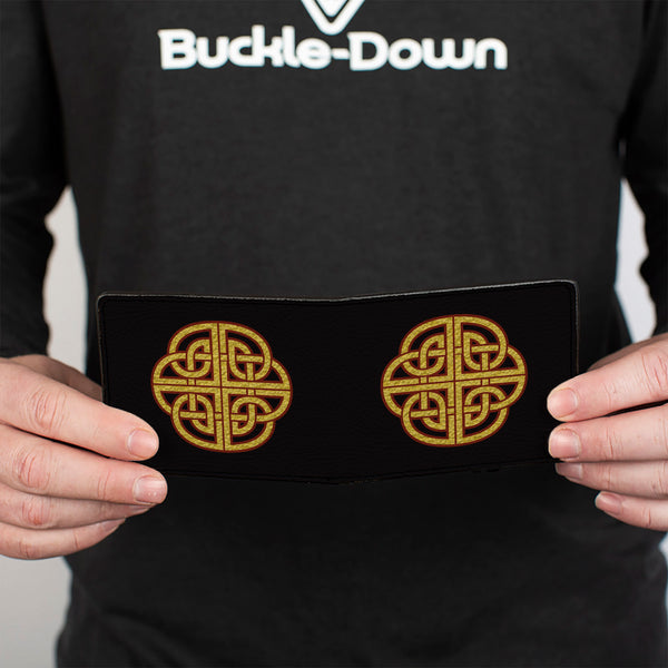 Buckle-Down Bi-Fold Wallet - Celtic Knot Black Burgundy Gold