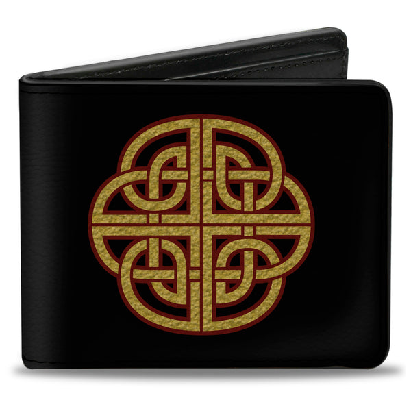 Buckle-Down Bi-Fold Wallet - Celtic Knot Black Burgundy Gold