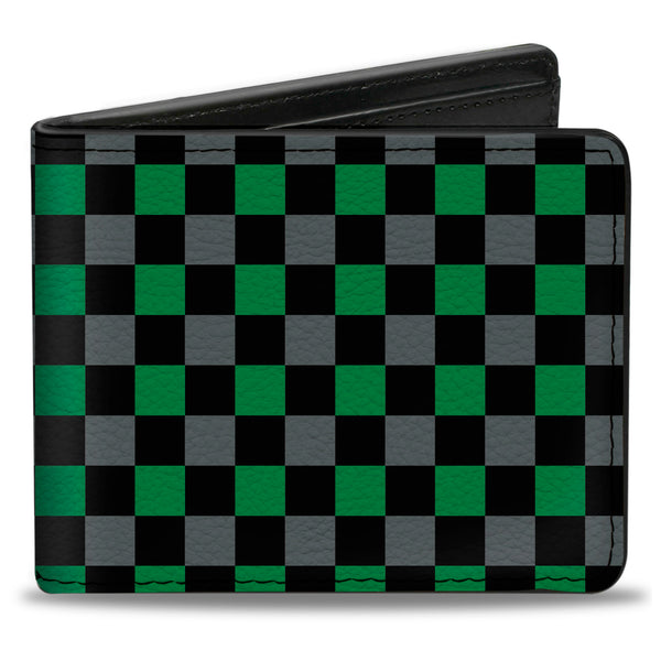 Buckle-Down Bi-Fold Wallet - Checker Black Gray 1 Green