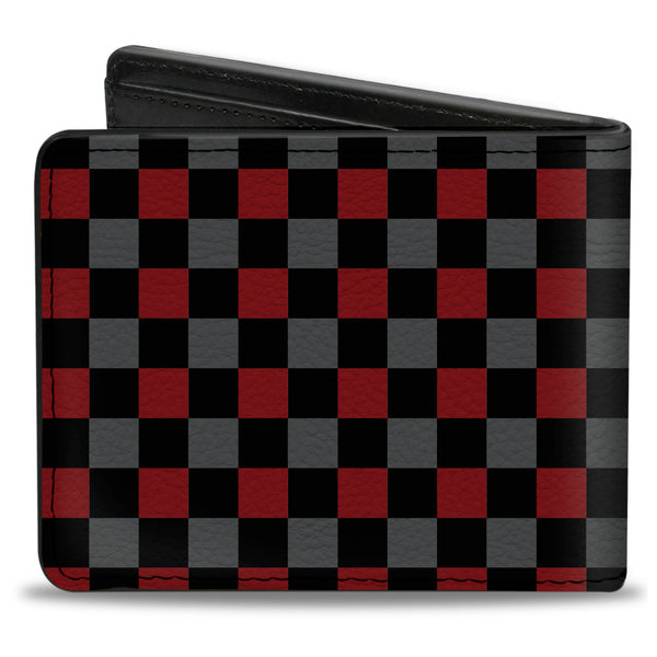 Buckle-Down Bi-Fold Wallet - Checker Black Gray 1 Red
