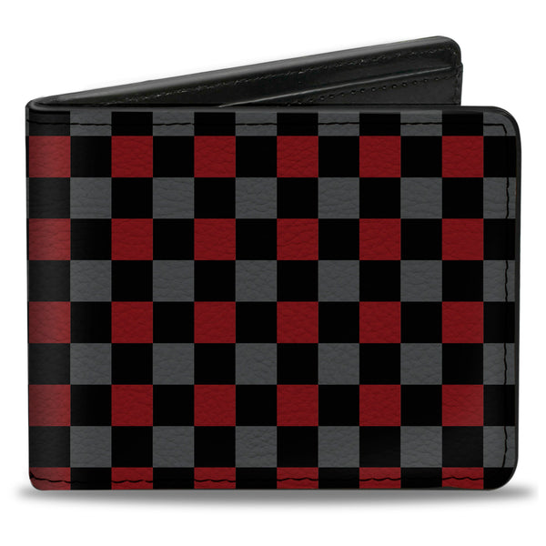 Buckle-Down Bi-Fold Wallet - Checker Black Gray 1 Red