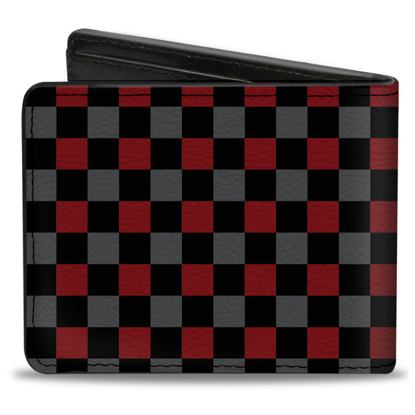 Buckle-Down Bi-Fold Wallet - Checker Black Gray 2 Red