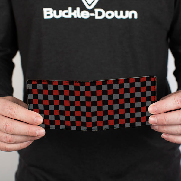 Buckle-Down Bi-Fold Wallet - Checker Black Gray 2 Red