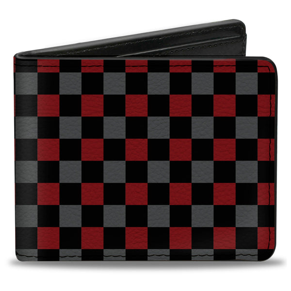 Buckle-Down Bi-Fold Wallet - Checker Black Gray 2 Red