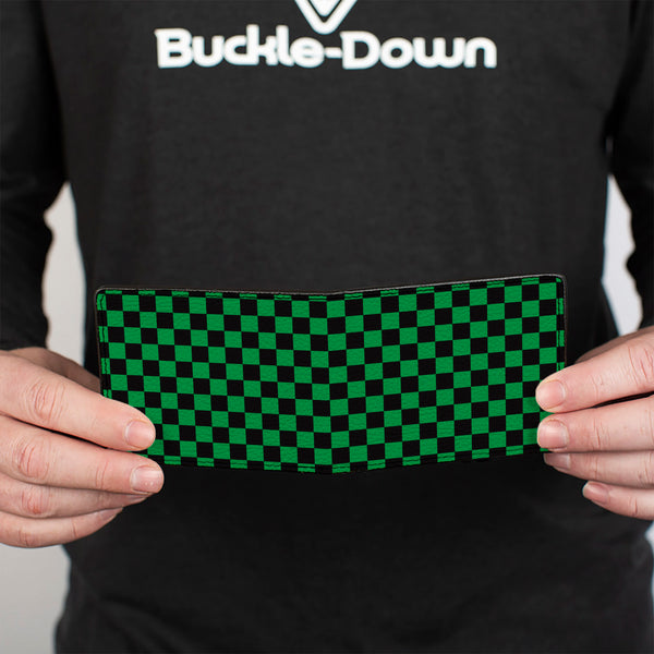 Buckle-Down Bi-Fold Wallet - Checker Black Neon Green