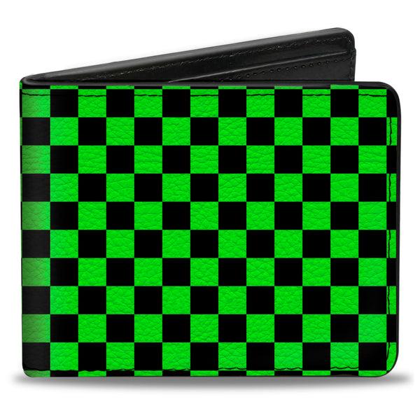 Buckle-Down Bi-Fold Wallet - Checker Black Neon Green