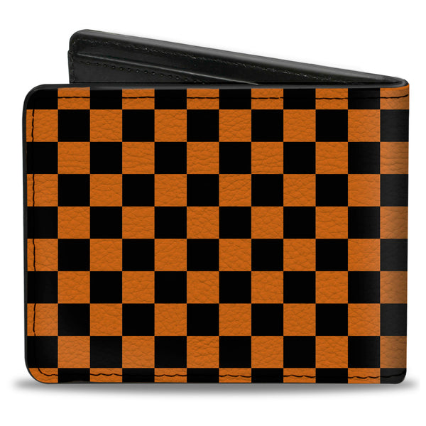 Buckle-Down Bi-Fold Wallet - Checker Black Neon Orange