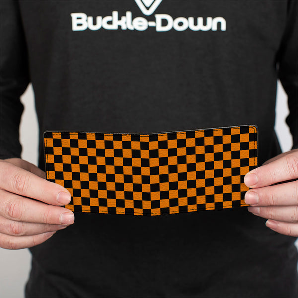 Buckle-Down Bi-Fold Wallet - Checker Black Neon Orange