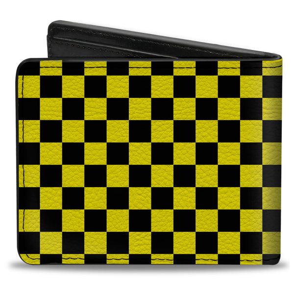 Buckle-Down Bi-Fold Wallet - Checker Black Neon Yellow