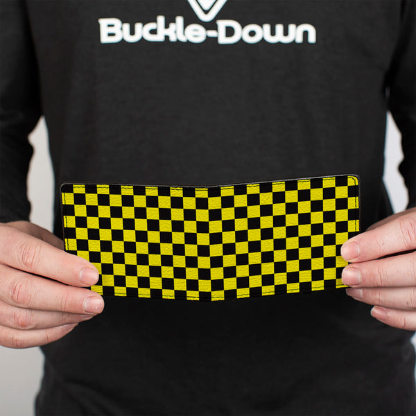 Buckle-Down Bi-Fold Wallet - Checker Black Neon Yellow