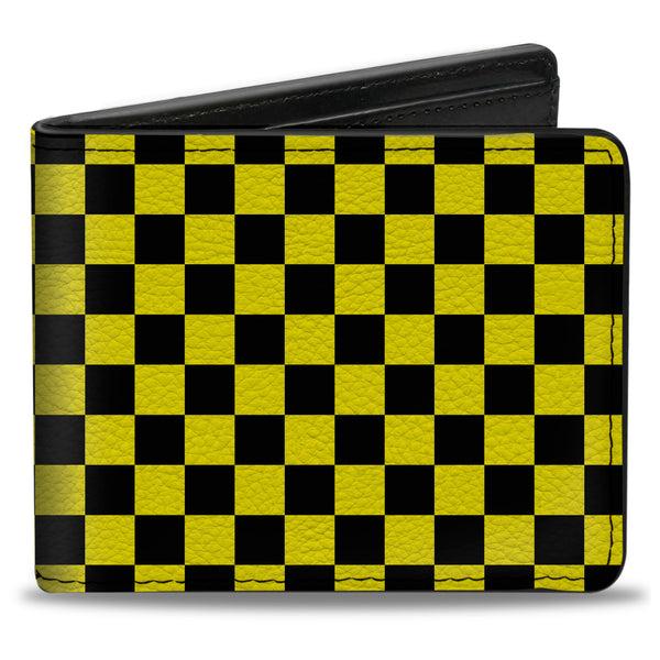 Buckle-Down Bi-Fold Wallet - Checker Black Neon Yellow