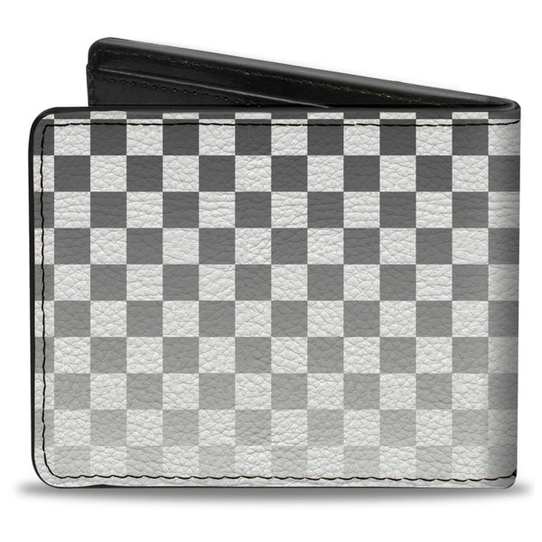 Buckle-Down Bi-Fold Wallet - Checker Black White Fade Out