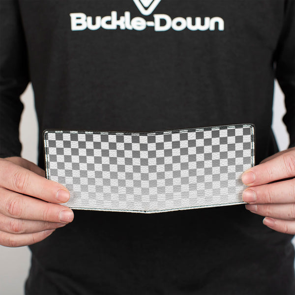 Buckle-Down Bi-Fold Wallet - Checker Black White Fade Out