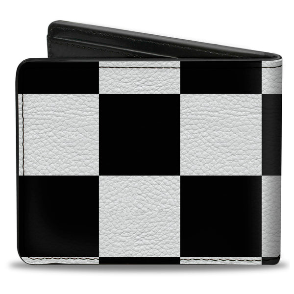 Buckle-Down Bi-Fold Wallet - Checker CLOSE-UP Black White