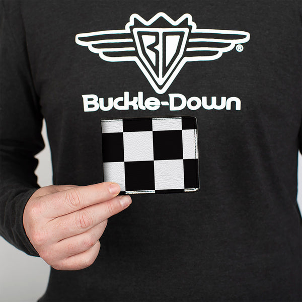 Buckle-Down Bi-Fold Wallet - Checker CLOSE-UP Black White