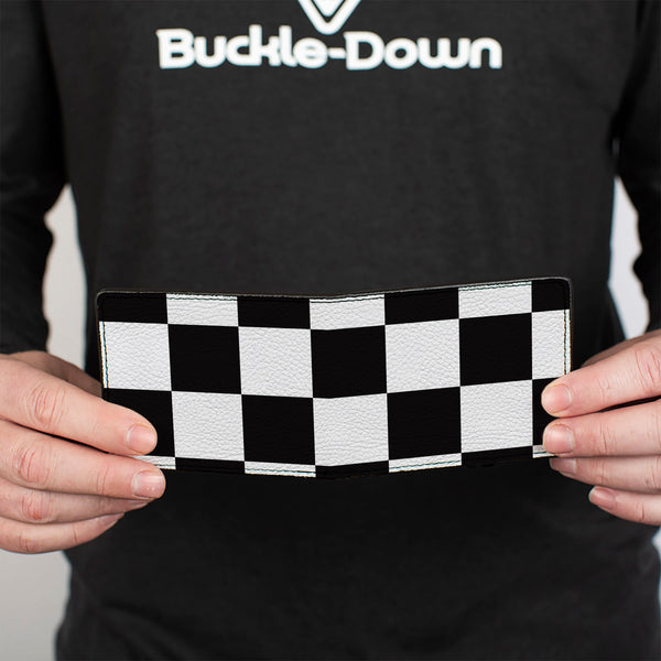 Buckle-Down Bi-Fold Wallet - Checker CLOSE-UP Black White
