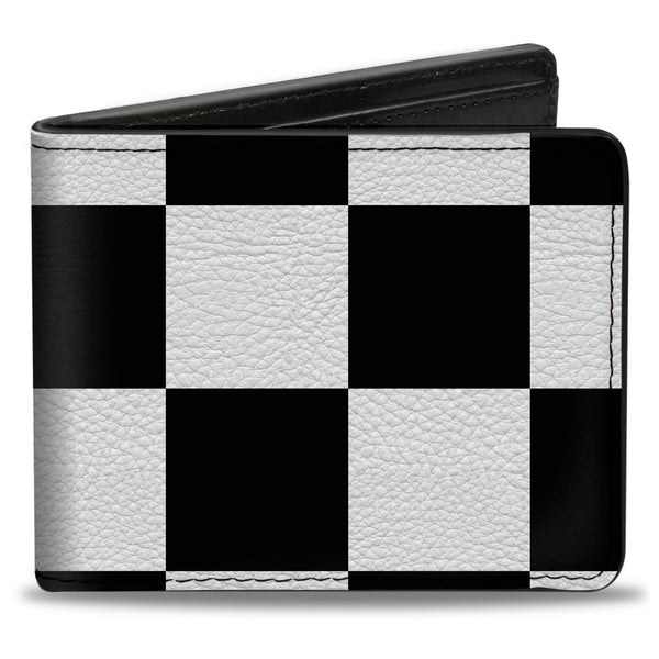 Buckle-Down Bi-Fold Wallet - Checker CLOSE-UP Black White