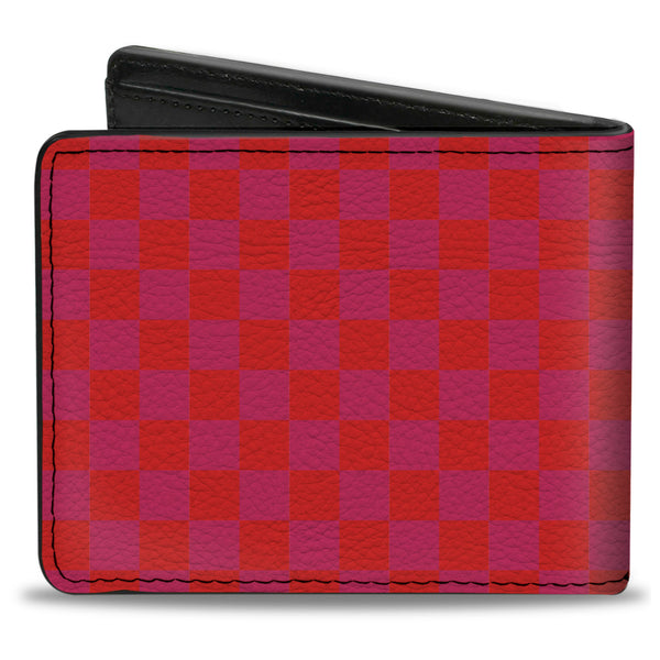 Buckle-Down Bi-Fold Wallet - Checker Fluorescent Orange Pink