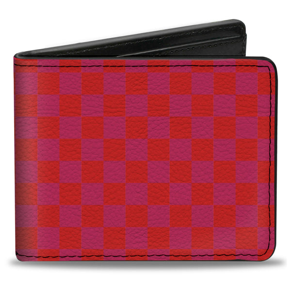 Buckle-Down Bi-Fold Wallet - Checker Fluorescent Orange Pink