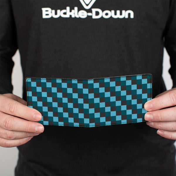 Buckle-Down Bi-Fold Wallet - Checker Trio Baby Blue Black Turquoise