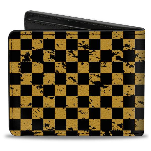 Buckle-Down Bi-Fold Wallet - Checker Weathered Black Yellow