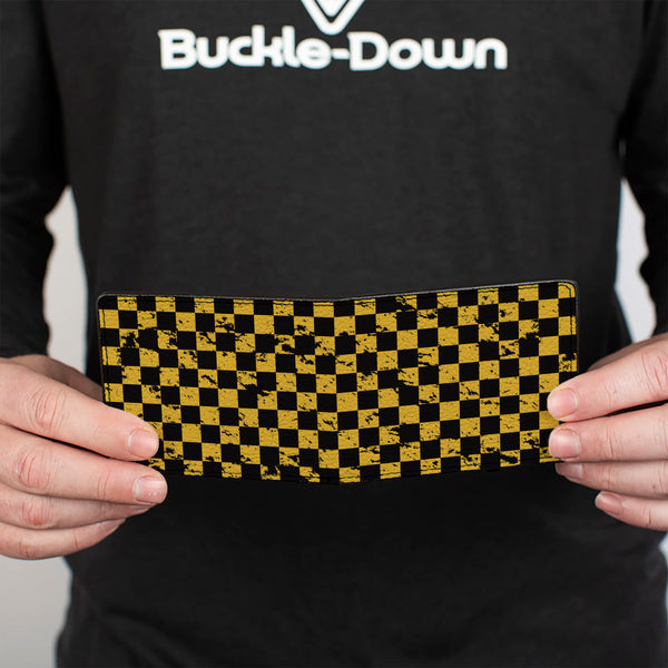 Buckle-Down Bi-Fold Wallet - Checker Weathered Black Yellow
