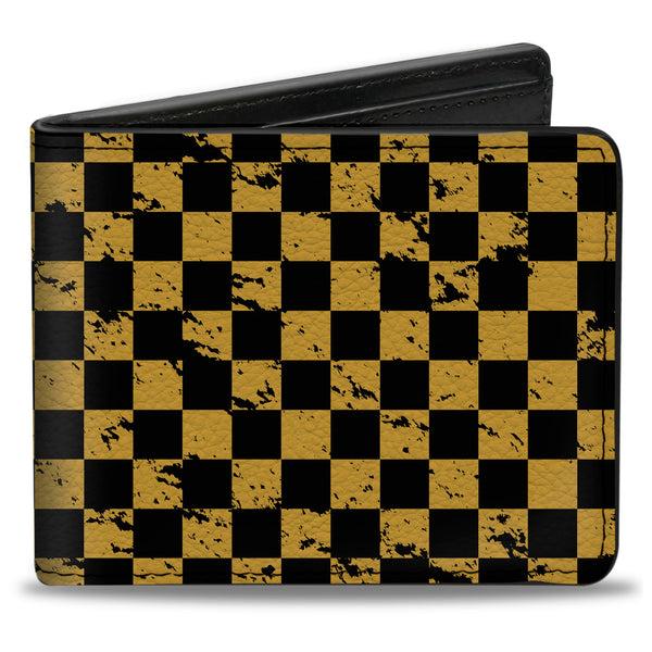 Buckle-Down Bi-Fold Wallet - Checker Weathered Black Yellow
