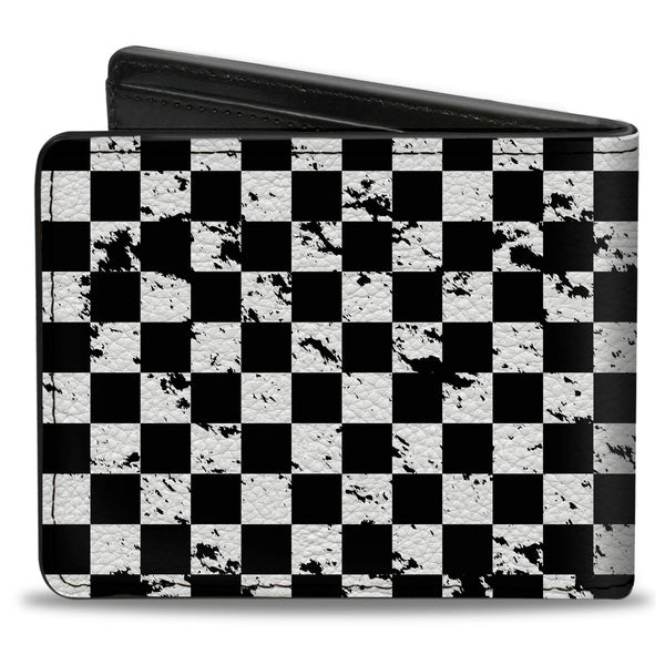 Buckle-Down Bi-Fold Wallet - Checker Weathered2 Black White